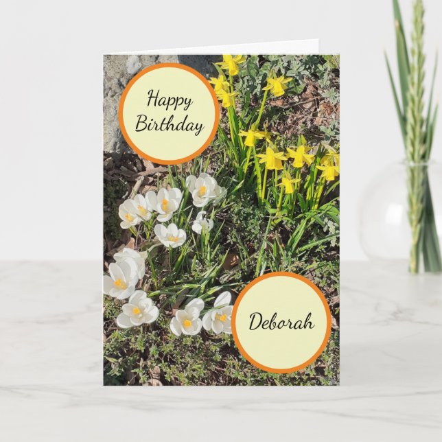 Daffodiques et carte d'anniversaire Crocus (Devant)