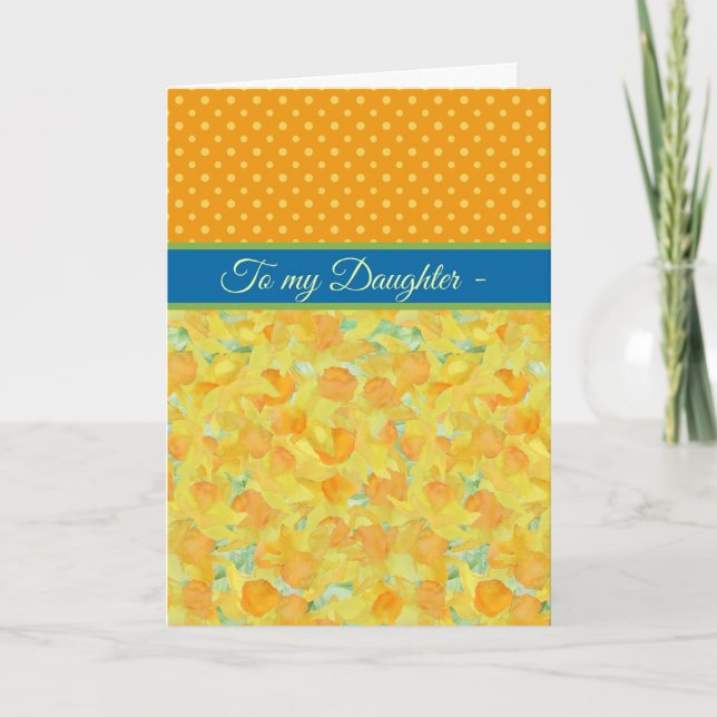 Daffodiques, mars carte d'anniversaire, fille (Devant)