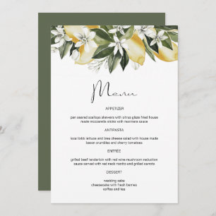 DAHLIA Aquarelle Citron Citrus Fruit Floral Menu