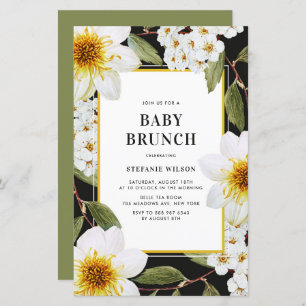 Dahlia et Spirea Botanical Baby Brunch Invitation