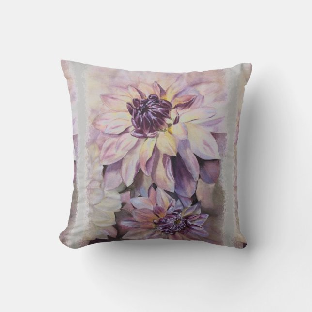 DAHLIA FLEURS DÉCORATIVE TOSS COUSSIN (Recto)