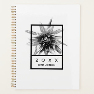 Dahlia Floral Personnalisé Noir et Blanc Moderne