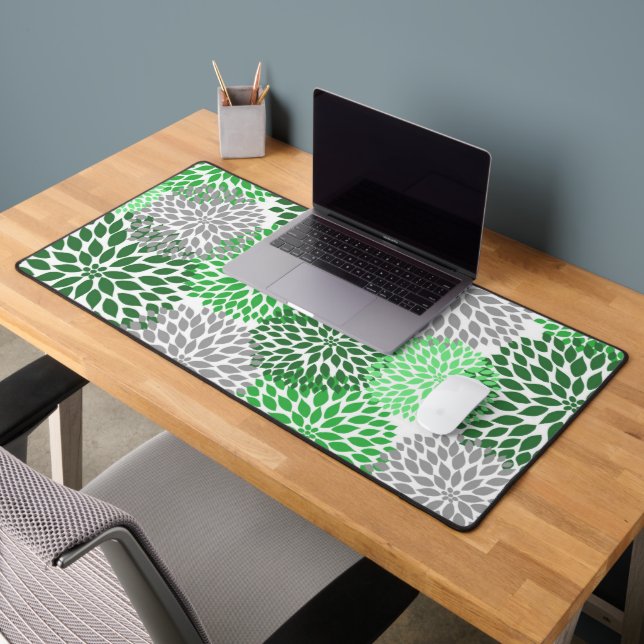 Dahlia Floral Vert et Gris (Bureau 2)