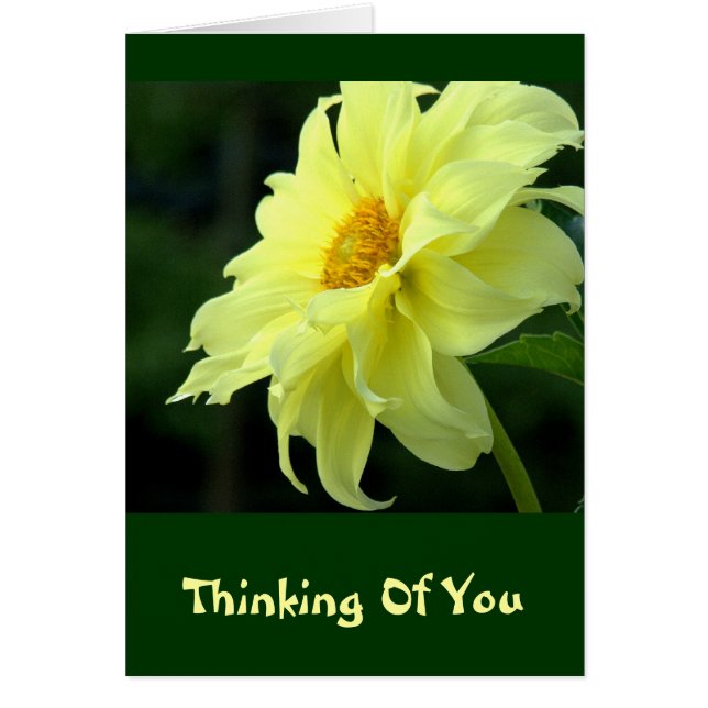 "DAHLIA JAUNE DE CITRON / PENSÉE À VOUS" CARTE POU (Devant)