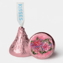 Dahlias fleurs rose aquarelle