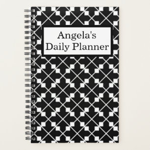 "Daily Planner" Diagonal Abstrait noir et blanc