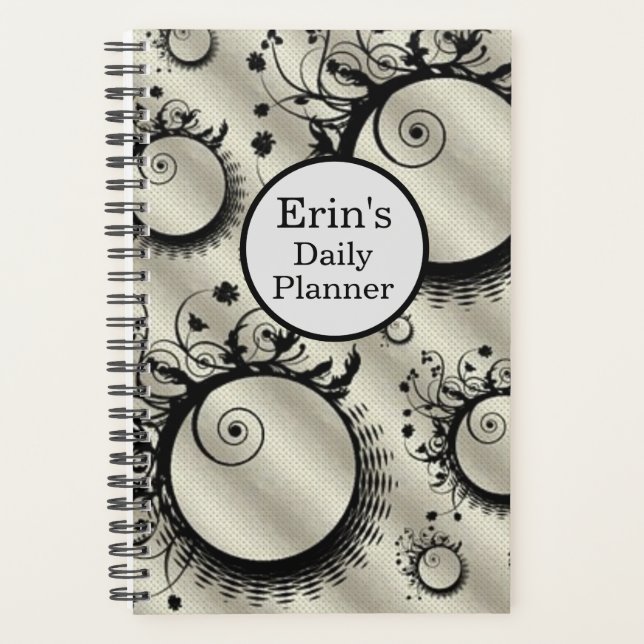 "Daily Planner" Flèche et cercles Noir & Blanc (Devant)