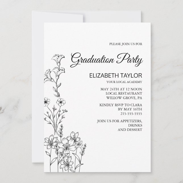 Dainty Elegance Graduance Party Invitation (Devant)