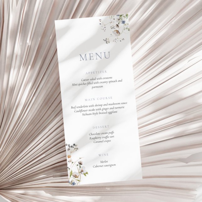 Dainty Fleur sauvage Dusty Blue Menu (Créateur téléchargé)