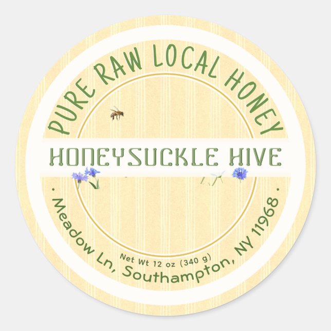 Dainty Fleur sauvage Miel Étiquette Pure Raw Local (Devant)