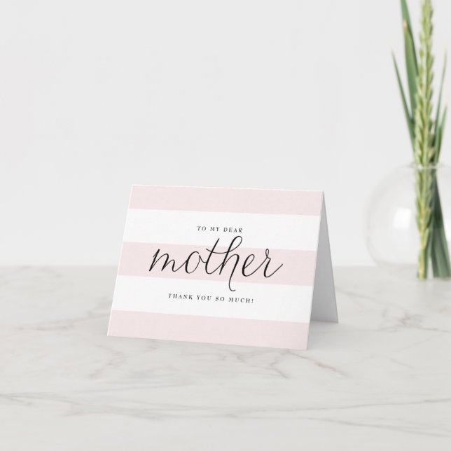 Dainty Script & Pink Stripes Maman Mariage Merci (Devant)