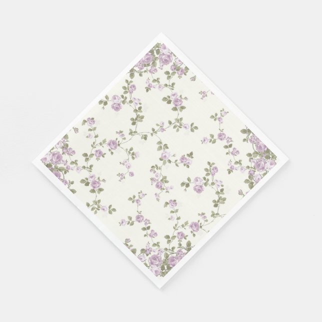 Dainty Vintage Lavender Rose serviettes en papier (Coin)