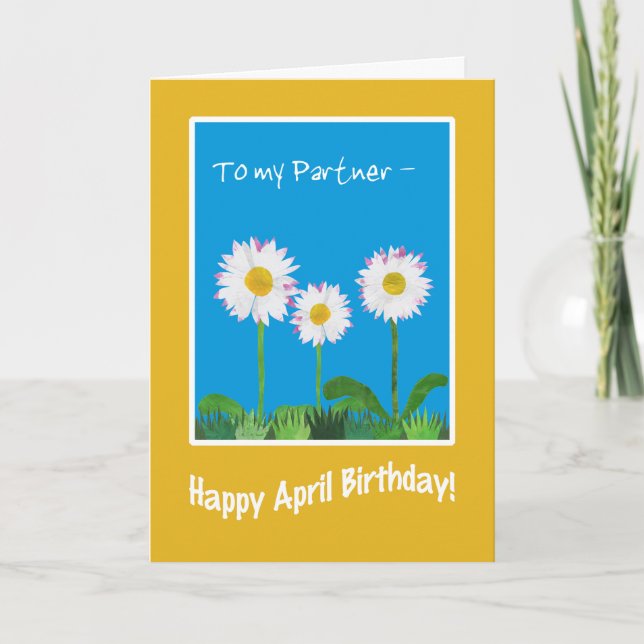 Daisées Avril Carte d'anniversaire pour partenaire (Devant)