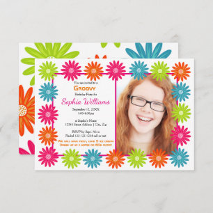 Daisées colorées - Invitation d'anniversaire 3x5