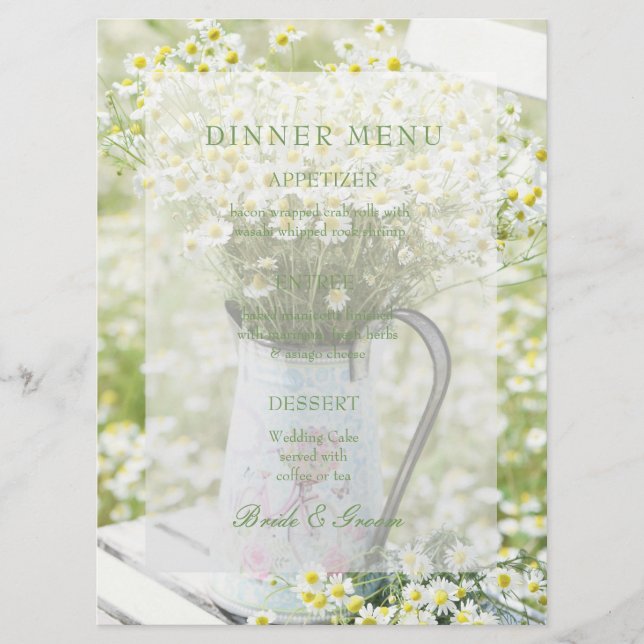 Daisées de Summerfield Chamomile Mariage menu (Devant)