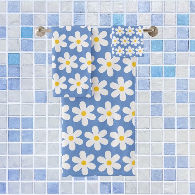 Daisées Retro Floral Pattern Blanc Bleu (Créateur téléchargé)