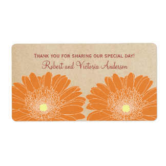 Daisières délicates Étiquettes de mariage, orange