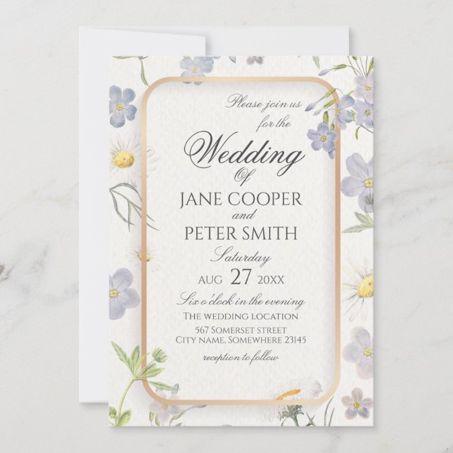 Daisies and wildflowers floral Wedding Invitation (Devant)