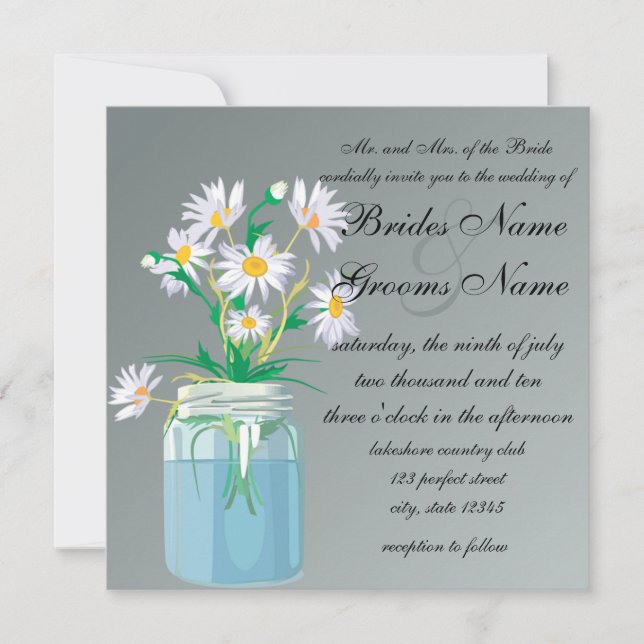Daisies d'été Invitations de mariage (Devant)