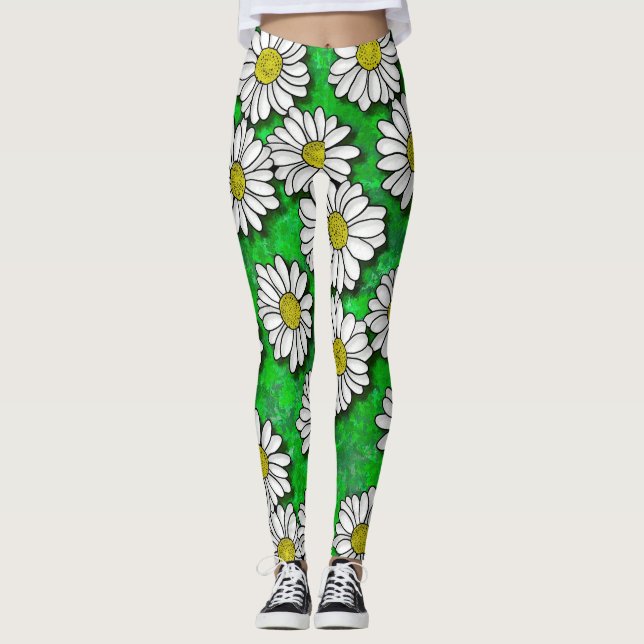 Daisies Huile Peinture Leggings (Devant)