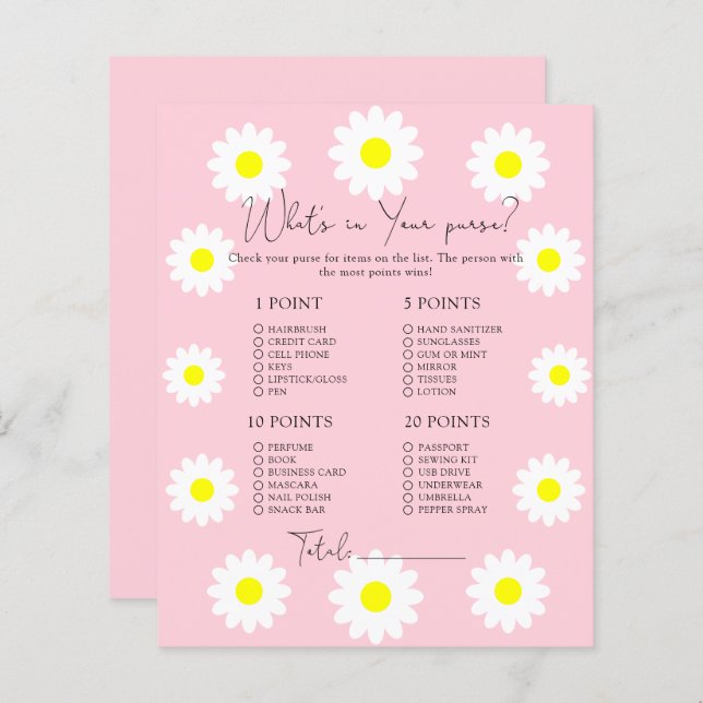 Daisies - Quoi dans votre sac à main (Devant / Derrière)