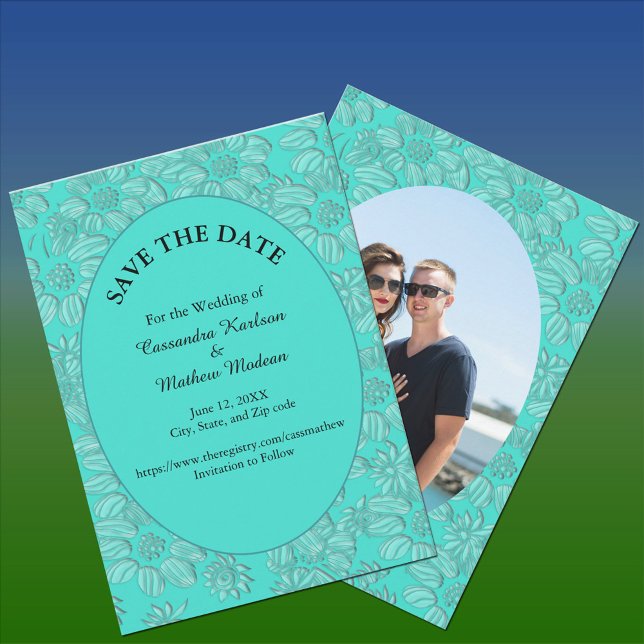 Daisies Turquoise Enregistrer la date et le Carte  (Daisies Turquoise Save the Date & Photo Card)