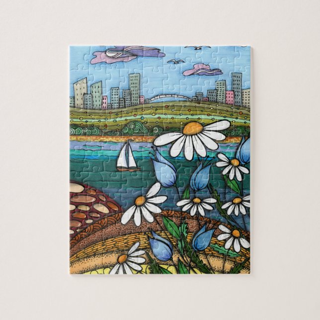 Daisies Zentangle Fantaisistes et Puzzle de Casse- (Vertical)
