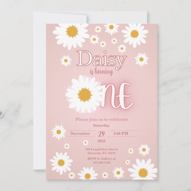 Daisy 1er anniversaire Invitation (Devant)