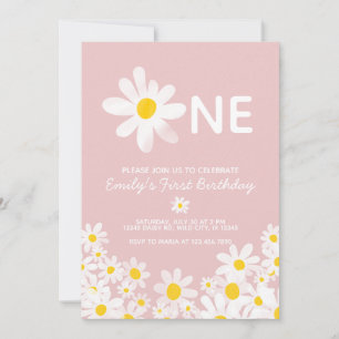 Daisy 1er Baby Girl Invitation Anniversaire