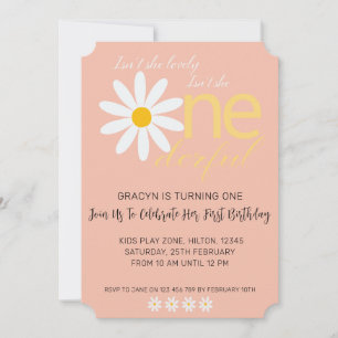 Daisy 1st Lovely One Birthday Invitation