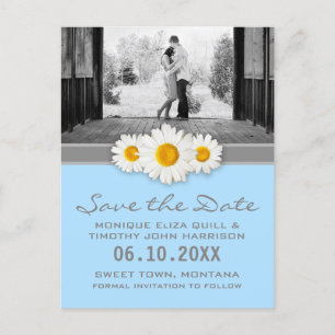 Daisy and Ribbon Wedding Enregistrer la date Carte