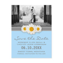Daisy and Ribbon Wedding Enregistrer la date Carte