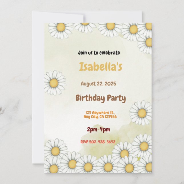 Daisy Anniversaire Fête Invitation (Devant)