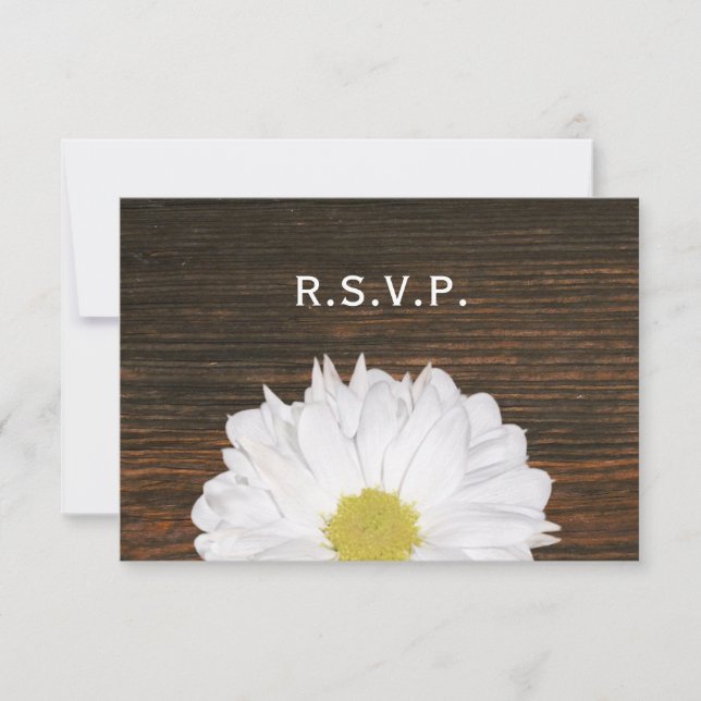 Daisy & Barnwood Mariage rustique RSVP (Devant)