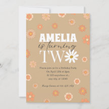 Daisy Beige Two Invitation pour le 2e anniversaire