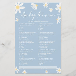 Daisy Blue Baby Trivia, Baby shower Game