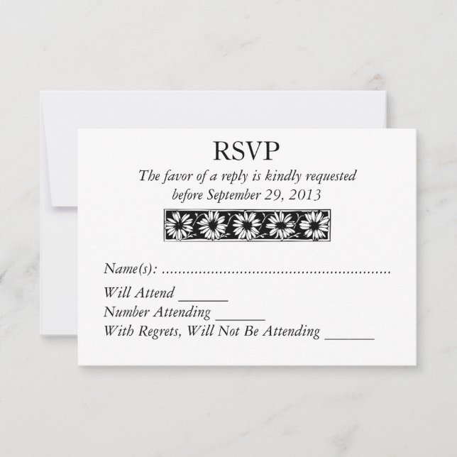 Daisy Border Moderne Réponse du Mariage RSVP (Devant)