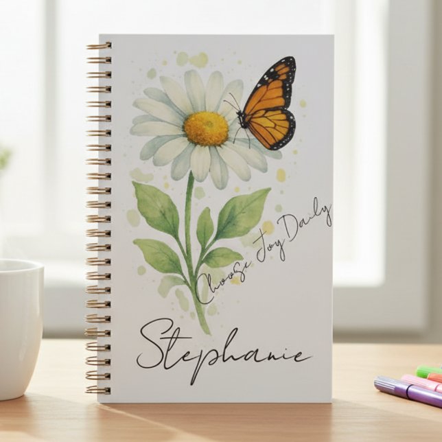 Daisy Butterfly Planner–Inspirational Nature Gift (Daisy and Monarch butterfly planner)