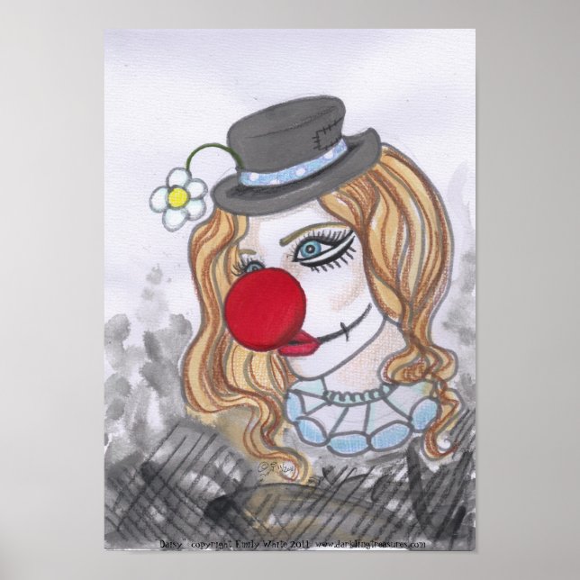 Daisy Clown Girl Portrait d'imaginaire affiche (Devant)