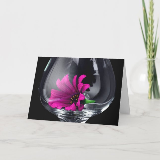 Daisy dans une CARTE BLANC en verre (Devant)