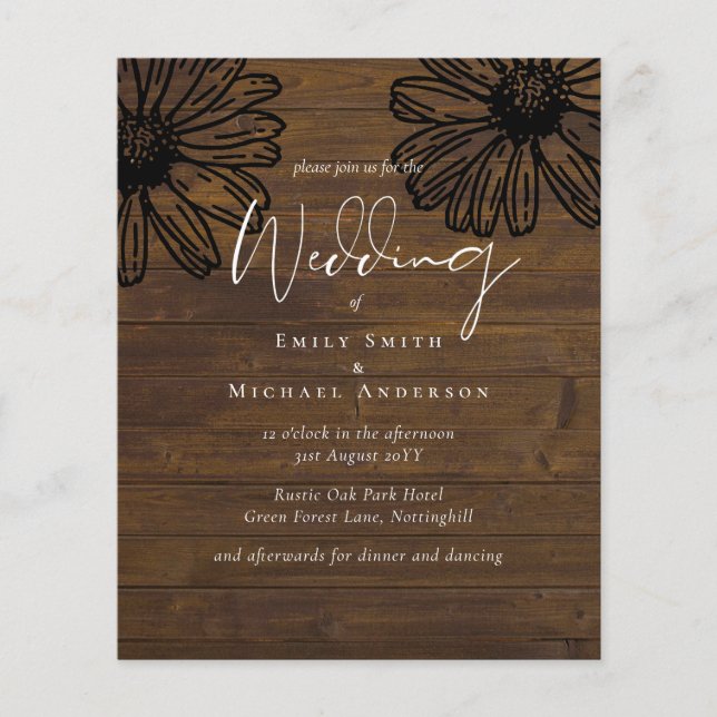 Daisy Dreams Élégant Script Mariage Budget (Devant)