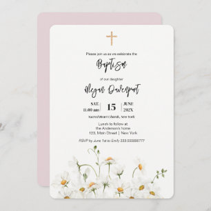 Daisy élégante fille Baptême Invitation