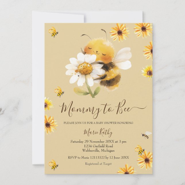 Daisy et Bee Mommy To Bee Baby shower Invitation (Devant)