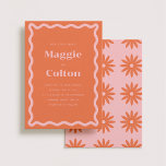 Daisy Faire-part de mariage<br><div class="desc">Ces invitations de mariage ont une couleur orange vif associée à un rose clair, créant une esthétique dynamique et ludique. La bordure de vague rétro ajoute une touche de nostalgie et ajoute un élément amusant et unique au design. Les invitations sont disponibles en plusieurs couleurs, ce qui vous donne la...</div>