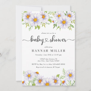 Daisy Floral   Bébé mignon douche Invitations