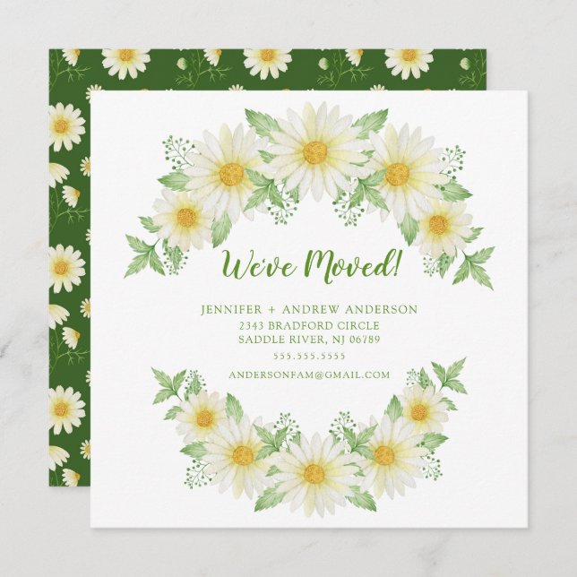 Daisy Floral Moving Faire-part (Devant / Derrière)