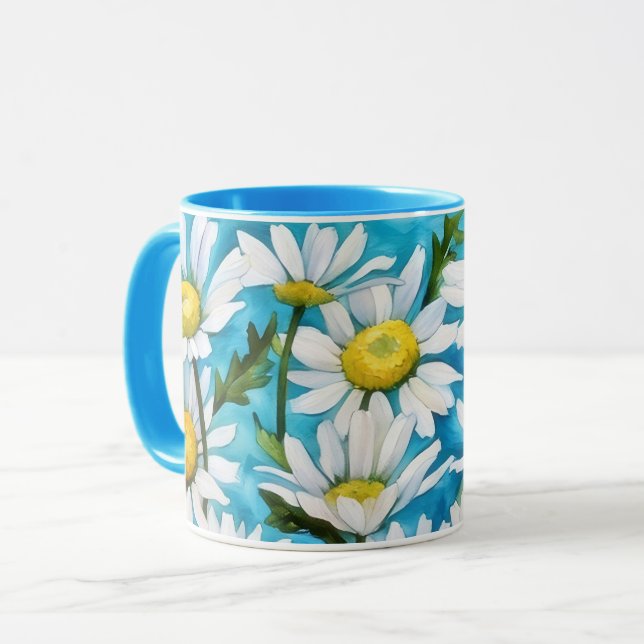 Daisy Flower Daisies Floral Art Coffee Tea Mug (Devant gauche)