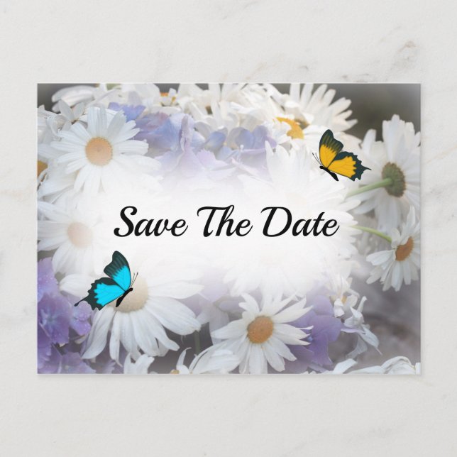 Daisy Flower Enregistrer La Date Carte Postale (Devant)