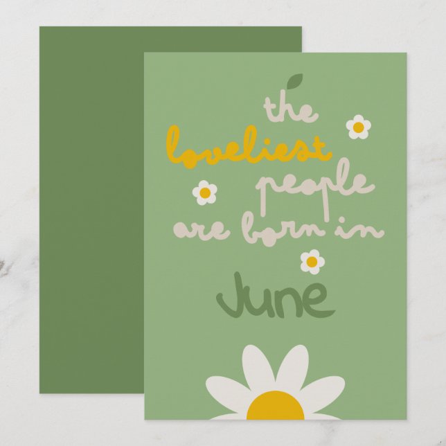DAISY GREEN - Carte d'invitation florale d'anniver (Devant / Derrière)