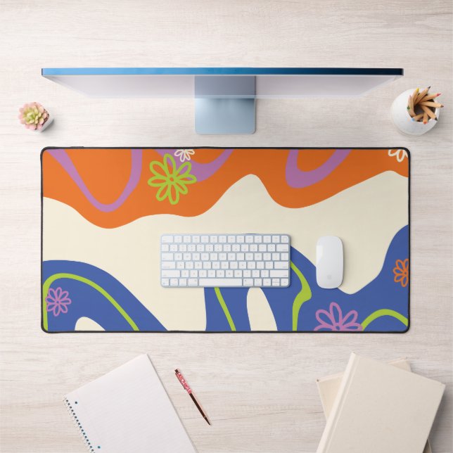 Daisy Groove Bleu, orange, violet, vert et crème (Bureau 1)